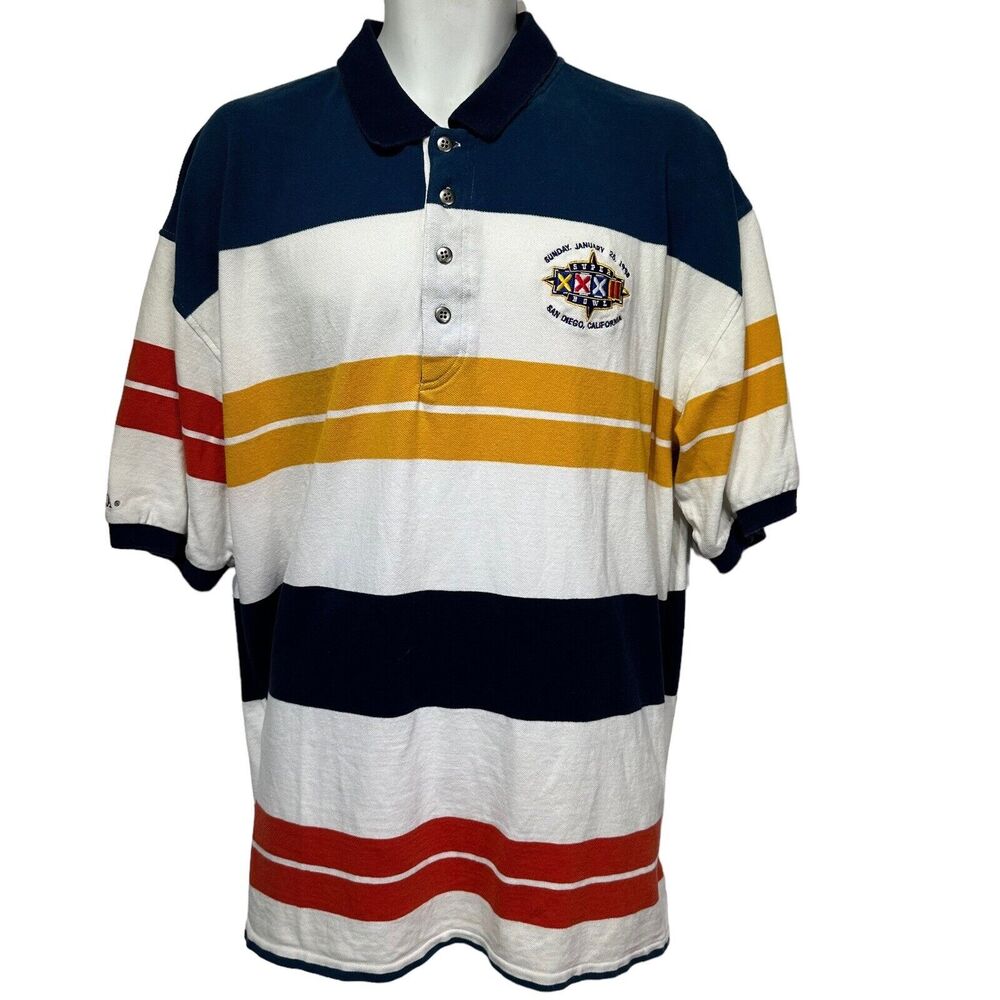 Vintage Antigua stripe super bowl 1998 golf shirt Size XXL